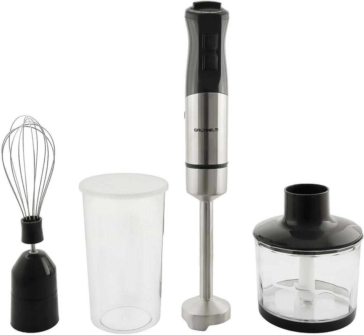 Блендер заглибний Grunhelm EBS-1102SS набір блендерний міксер подрібнювач блендер Сірий 1000 Вт, фото 1