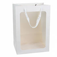 Подарунковий пакет 200х160х300 з вікном, білий