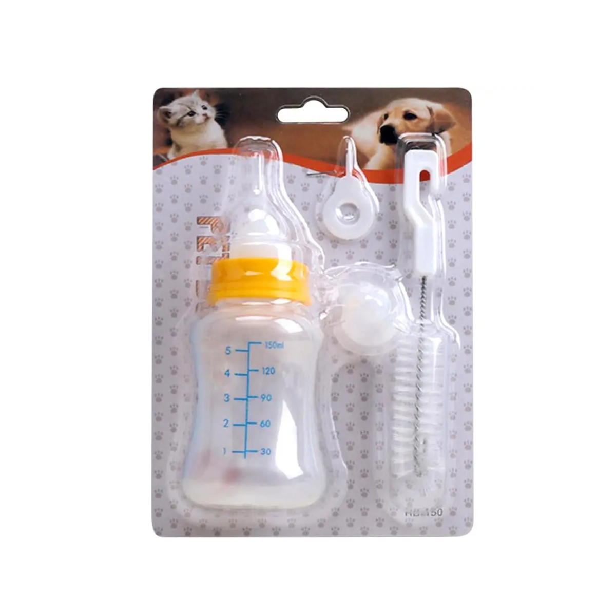 Набір для годування тварин Pet Bottles (пляшечка з йоржиком і 2-ма сосками) 150мл Жовтий
