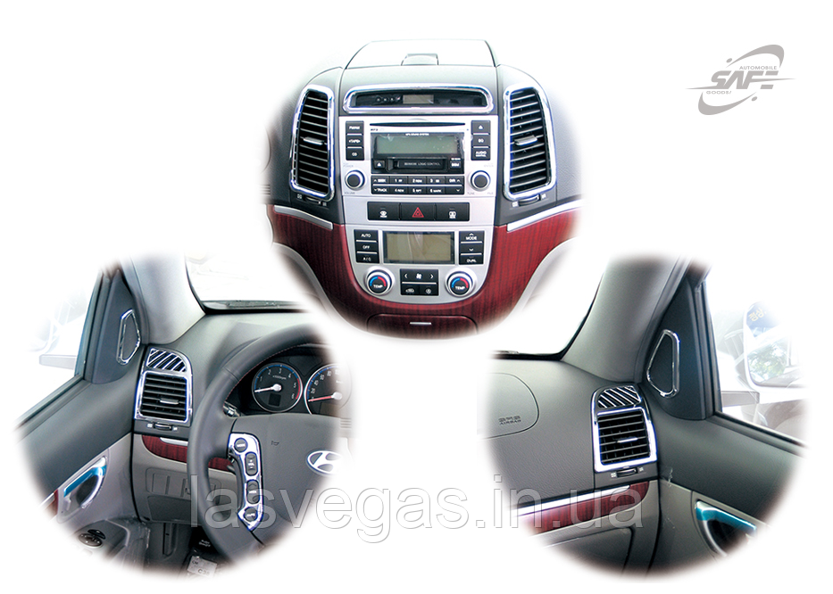 Хром накладки на панель Hyundai Santa Fe 2006-2012 (Autoclover/Корея)