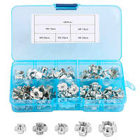 Набір меблевих гайок врізних вусових 80 шт., М3 М4 М5 М6 М8, забивні гайки (006095)