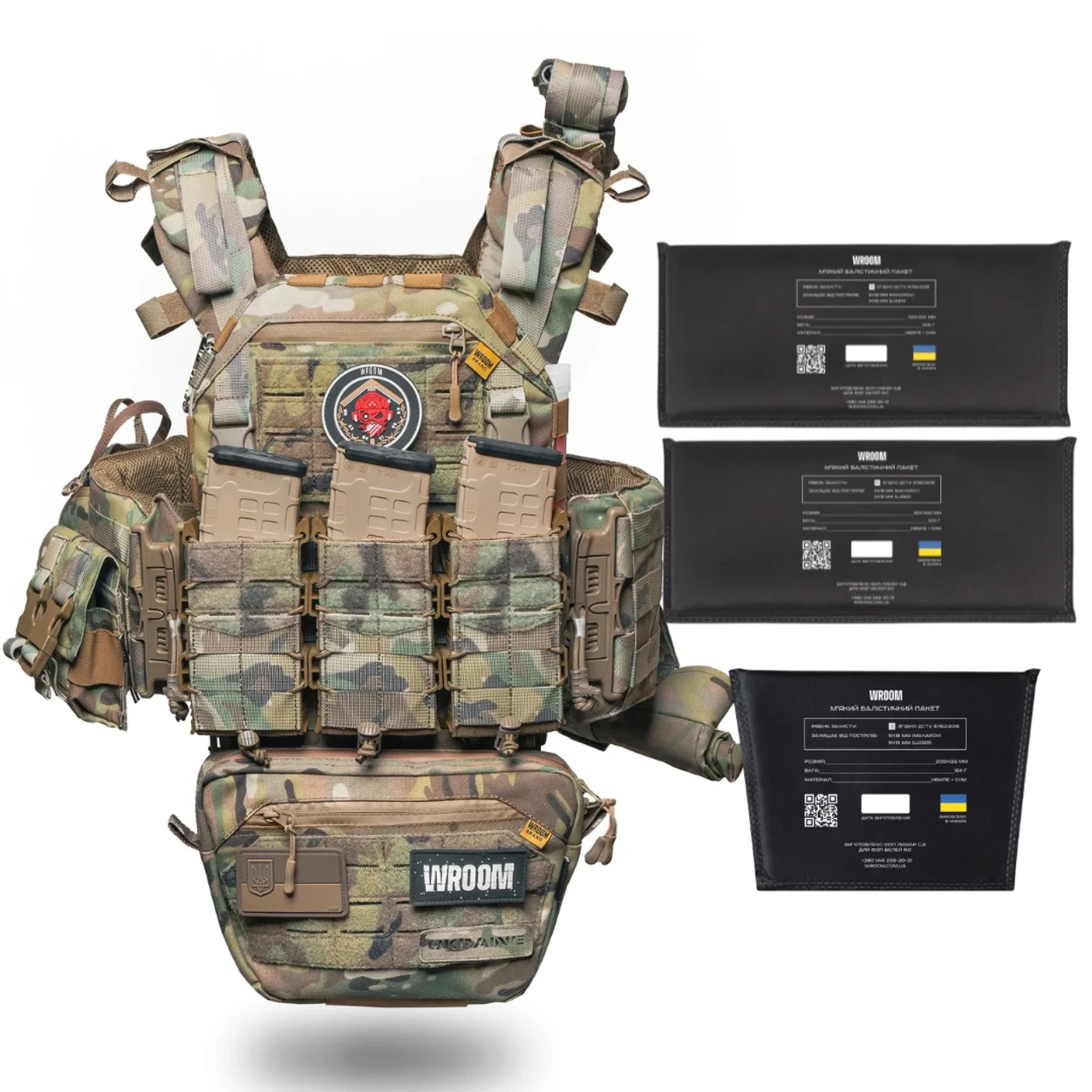 Плитоноска покращена «Ghost Gen4 V2» з балістичним захистом 1 класу, системою швидкого скидання + 9 підсумків