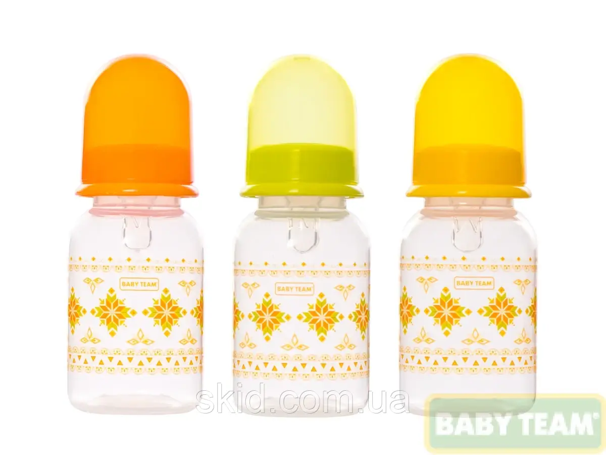 Пляшечка для годування з силіконовою соскою Baby team, 125 мл, 0 +, арт. 1400