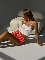 Жіноча новорічна піжама. Сексуальний домашній одяг. Домашній костюм топ і шорти., фото 3