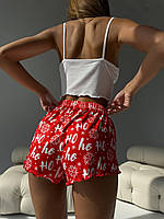 Жіноча новорічна піжама. Сексуальний домашній одяг. Домашній костюм топ і шорти., фото 5