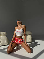 Жіноча новорічна піжама. Сексуальний домашній одяг. Домашній костюм топ і шорти., фото 2