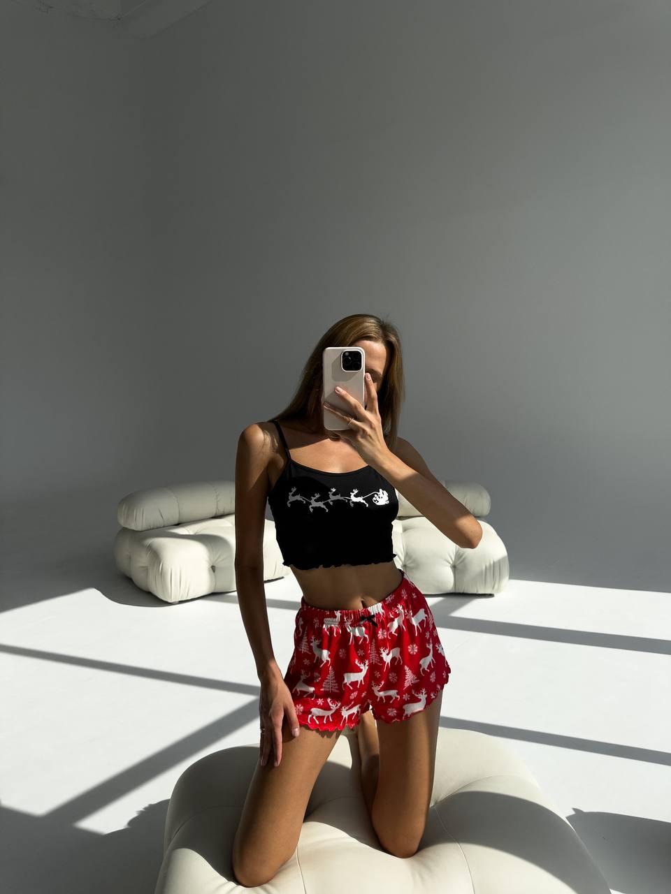 Красива піжама. Молодіжний домашній костюм шорти топ. Сексуальний жіночий одяг для сну., фото 1