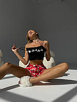 Красива піжама. Молодіжний домашній костюм шорти топ. Сексуальний жіночий одяг для сну., фото 2