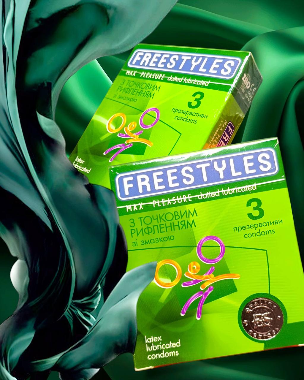 Презервативи латексні з додатковою стимуляцією FreeStyless №3 Max Pleasure точкові, фото 1