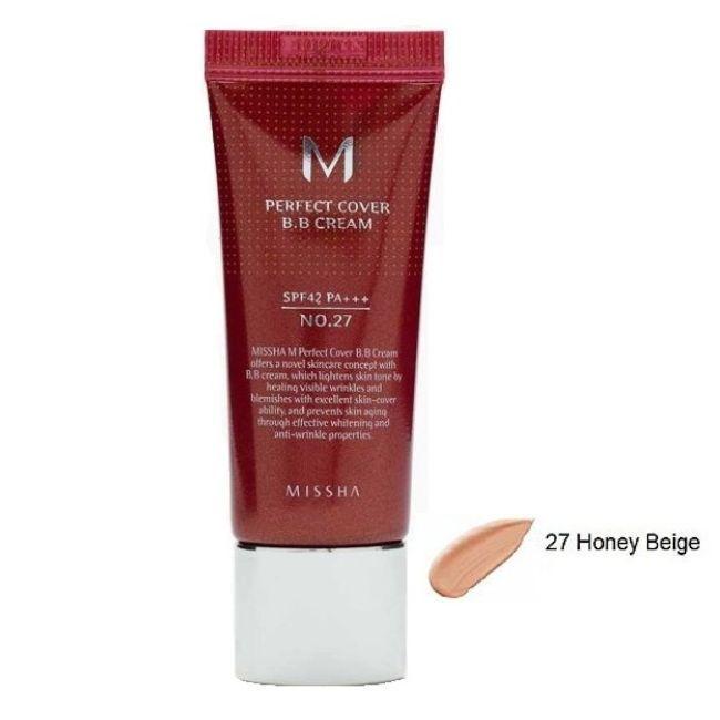 ВВ Крем Матуючий З Ідеальним Покриттям Missha M Perfect Cover BB Cream SPF42 PA+++ 20ml, 27 відтінок  світлий беж, фото 1