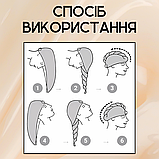 Рушник для голови з гудзиком копюшон для ванної сушки бані сауни пляжа басейну Hechpro рожевий (158), фото 7