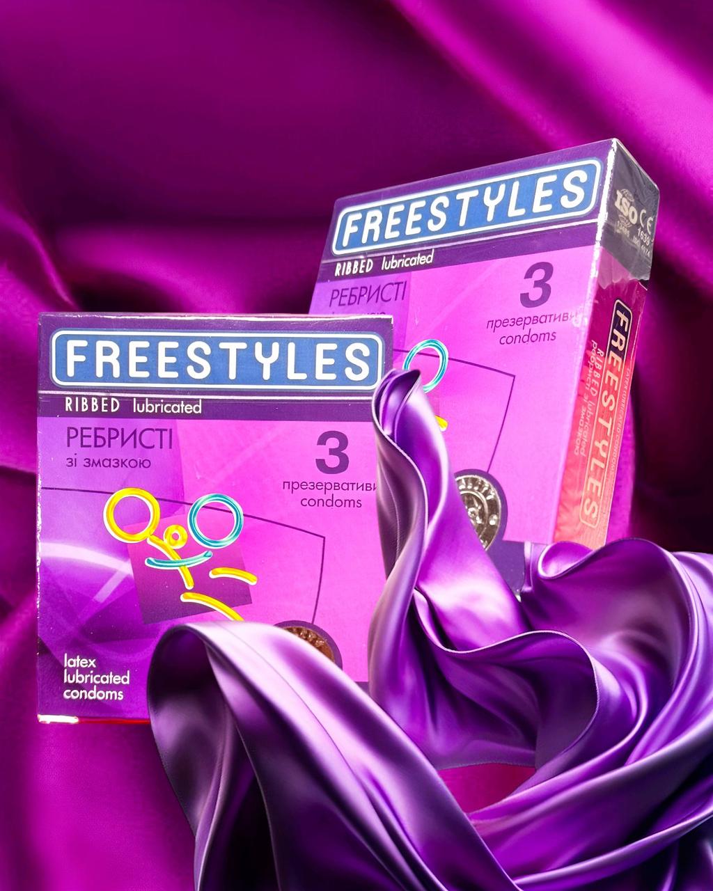 Ребристі презервативи з додатковою стимуляцією FREESTYLES №3 Ribbed 3 шт, фото 1
