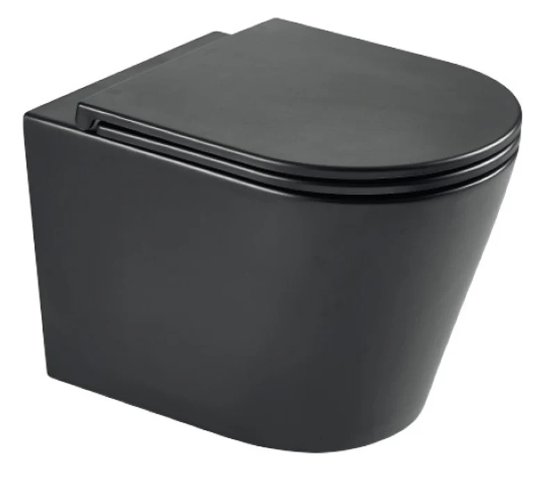 Унітаз підвісний Mixxus Premium Bevel-0301-R Black 515x355x365 mm, система змиву RIMLESS (MP6471), фото 1