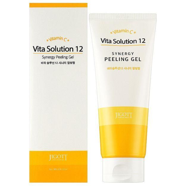 Освітлювальний гель-пілінг для обличчя з вітаміном Jigott Vita Solution 12 Synergy Peeling Gel 180ml, фото 1