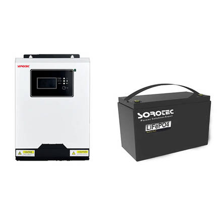 Комплект резервного живлення Sorotec REVO VM 1.2kW/12V з АКБ LiFePO4 12.8V/100Ah 1280Wh, фото 1