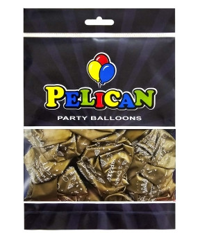 Кульки Pelican латексні 12" (30 см) "З Днем народження, гірлянда" хром золото 5-стр 50 шт 824053 KNZ