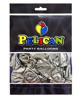 Кульки Pelican латексні 12" (30 см) "З Днем народження, гірлянда" хром зібло 5-стр 50 шт 824054 KNZ