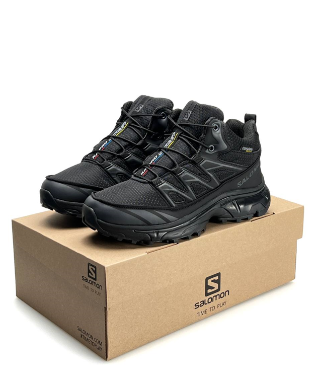 Чоловічі зимові кросівки Salomon XT-6 Black високі Саломон чорні з хутром теплі