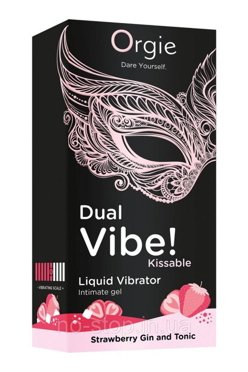 Збуджуючий гель вібратор ORGIE DUAL VIBE! - KISSABLE Strawberry Gin And Tonic 15ML, фото 1