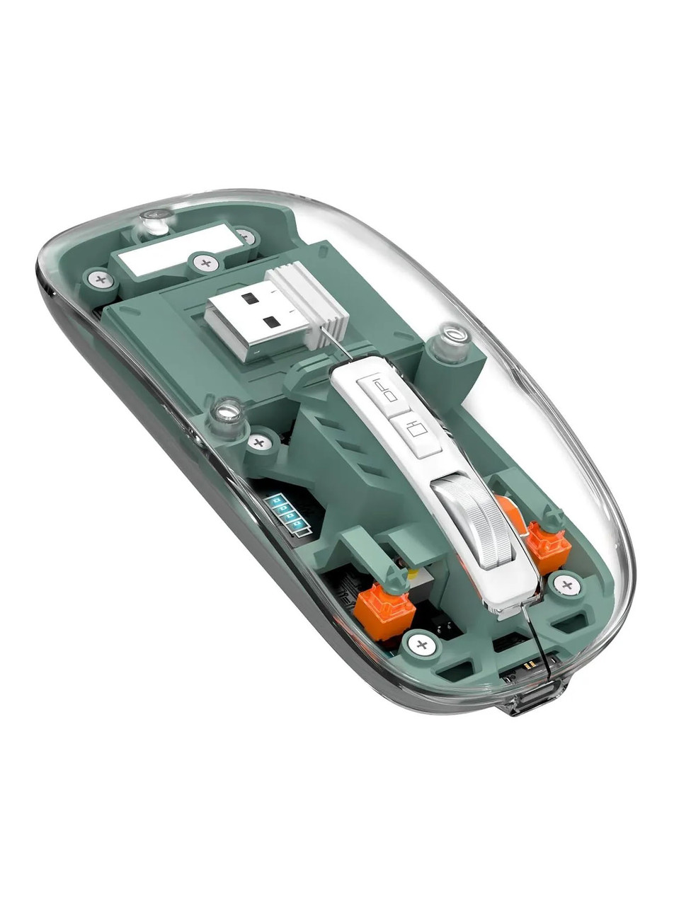 Мишка безпровідна прозора M133 (7189) Green, фото 1