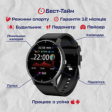 Розумний смарт годинник Smart Classic Black, фото 6