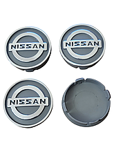 Ковпачки на диски, заглушки на литі диски Nissan Ніссан 60 мм / 56 мм сірі, 4 шт