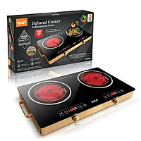 Інфрачервона сенсорна плита на 2 конфорки RAF R-8088, електрична двоконфоркова настільна плита