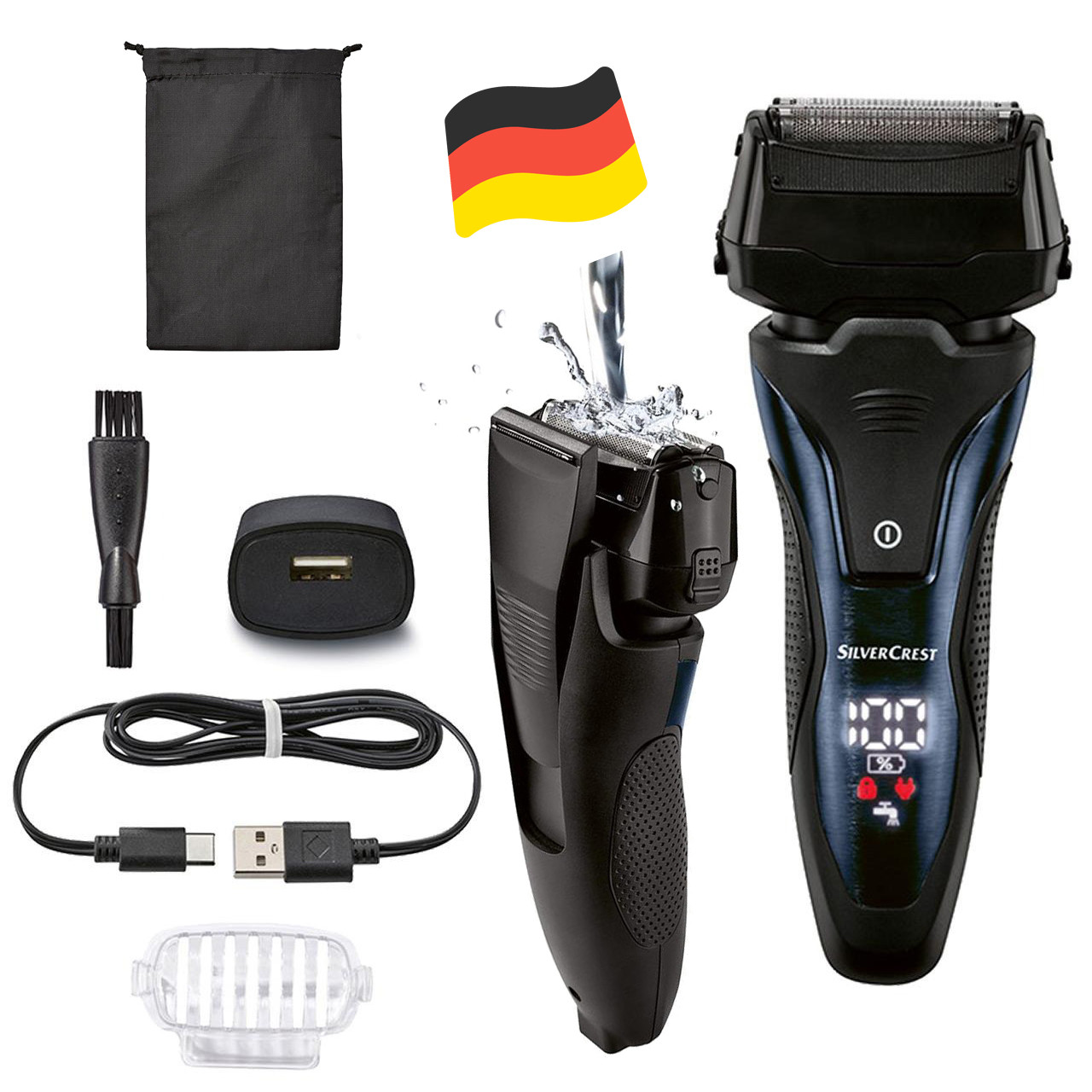 Електробритва SilverCrest SFR 3.7 A1 (3 леза, 70 хв роботи/мережа, IPX6, Німеччина), фото 1