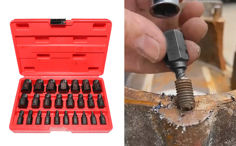Екстрактор болтів, набір екстракторів для вилучення зламаних болтів 25 шт, Екстрактор болтів, Знімач пошкоджених болтів, фото 1