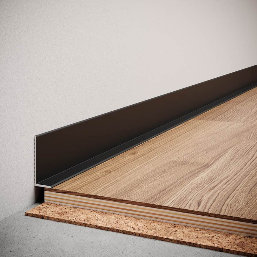 Плінтус Алюмінієвий 30мм накладний (2700 мм) чорний, фото 1