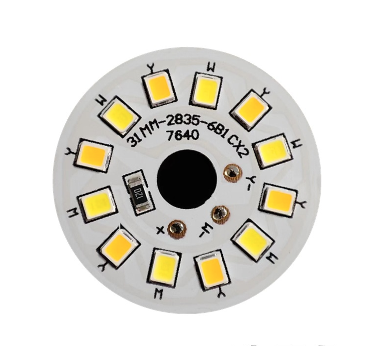 Світлодіодний LED-модуль 3Вт, 31мм AC220В плата для ремонту ламп 3Вт, 6 теплих + 6 холодних світлодіодів