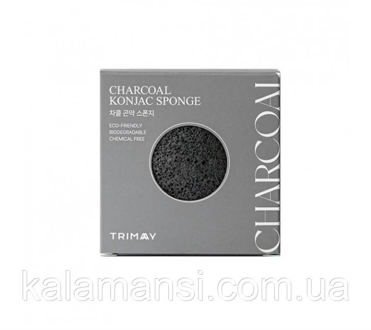 Очисний спонж-конняку з деревним вугіллям Trimay Charcoal Konjac Sponge