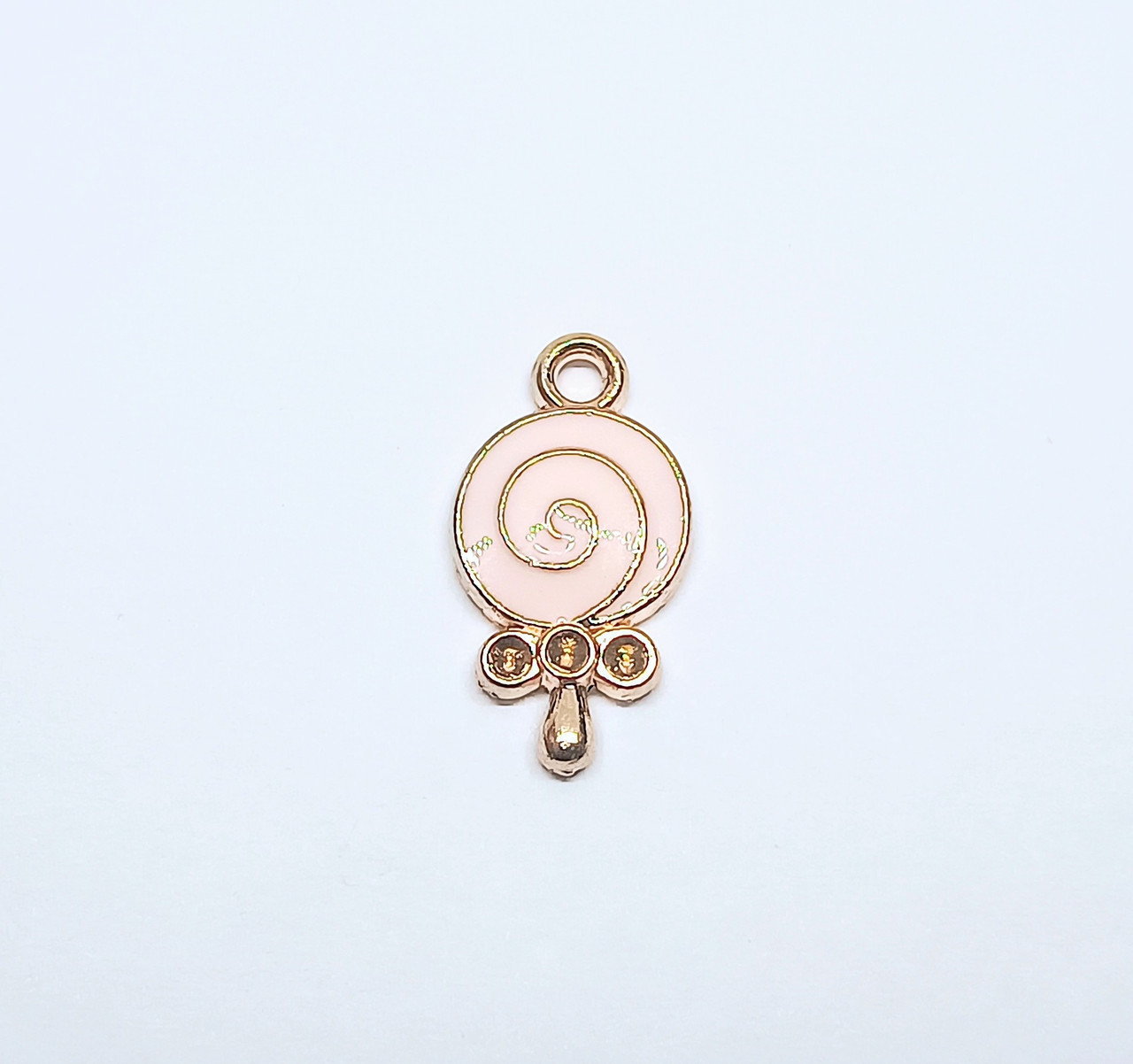 Підвіски металеві Finding Кулон льодяник Натуральне золото рожева емаль 17.5 мм x 9.5 мм х 2 мм