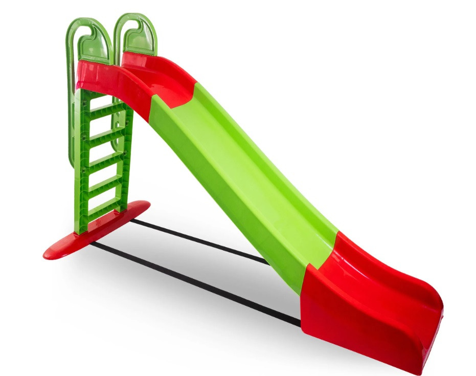Дитяча гірка зі сходами пластикова завдовжки 243 см ТМ Doloni зелена з червоним, фото 1