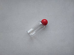 50 - 51 мл ПЕТ Круглий прозорий флакон з кришкою червоною кулька 18/410, з ковпачком, закруткою