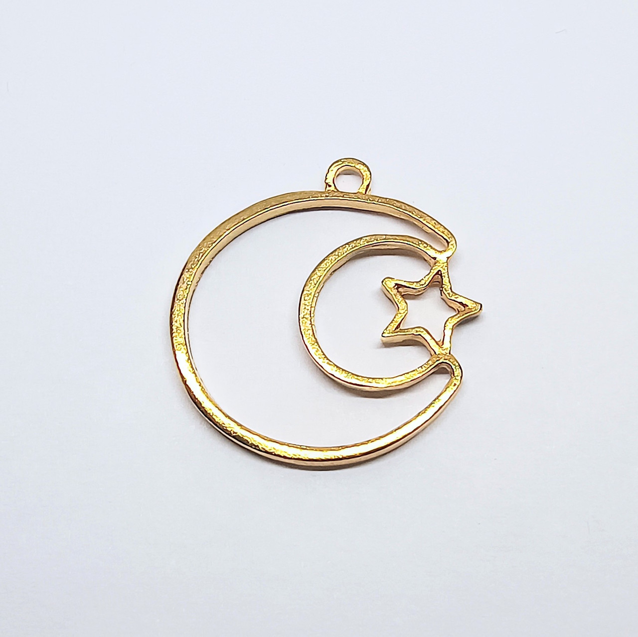 Підвіски металеві Finding Кулон рамка півмісяць зірка підходить під заливку смолою Золотистий 24 мм x 23 мм х 1.8 мм