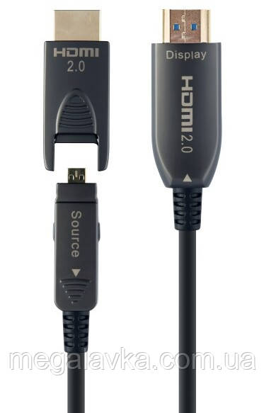 Кабель оптичний (AOC) HDMI-A/D на A, V.2.0, 4К 60Гц, 20 м Cablexpert CCBP-HDMID-AOC-20M - MegaLavka, фото 1