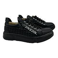 Жіночі кросівки зі шкіри чорнго кольору на шнурках и молнии "Style Shoes", фото 3