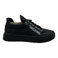 Жіночі кросівки зі шкіри чорнго кольору на шнурках и молнии "Style Shoes", фото 8