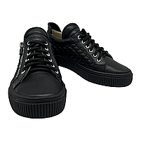 Жіночі кросівки зі шкіри чорнго кольору на шнурках и молнии "Style Shoes", фото 10