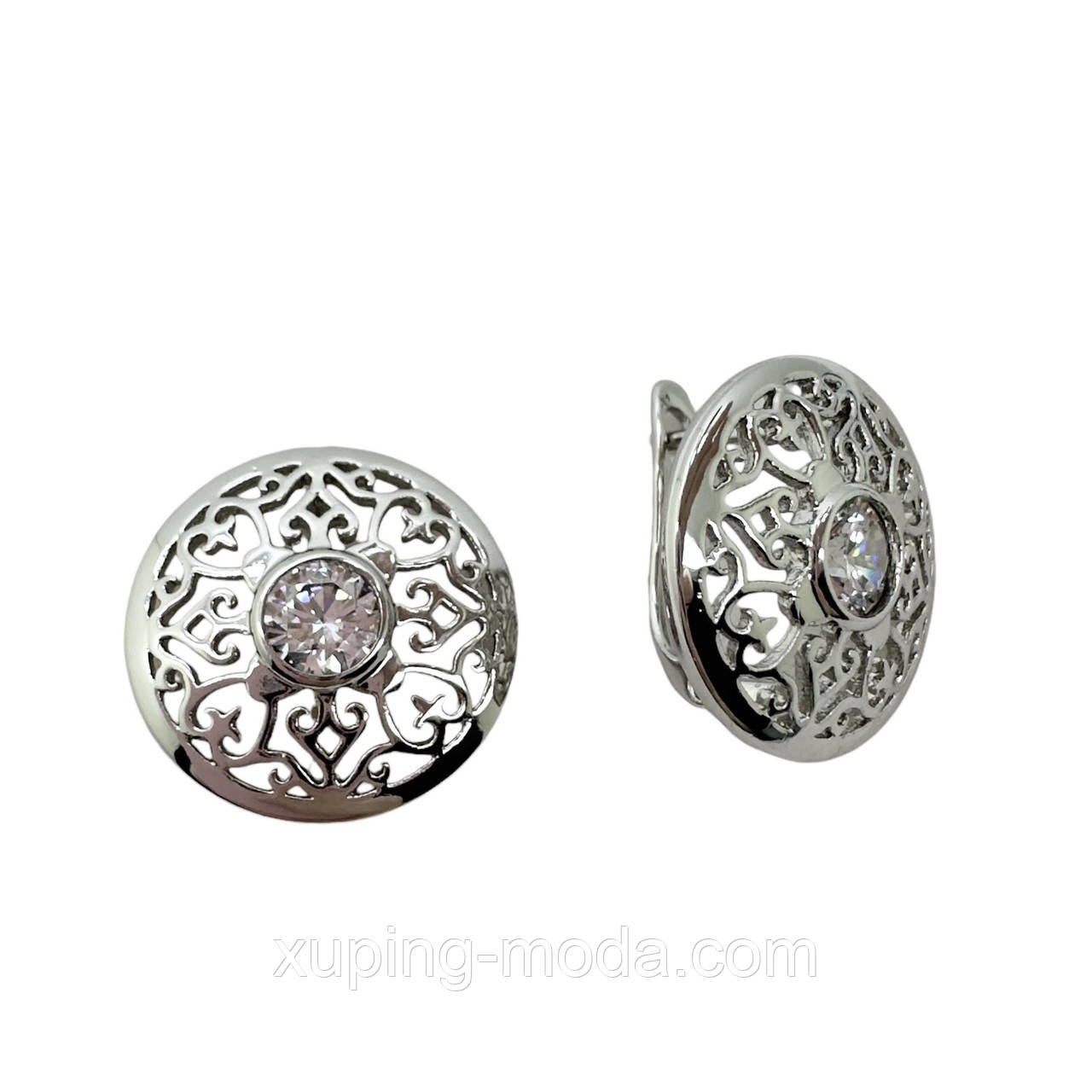 Сережки ксюпінг. 15 мм. Родій, фото 1