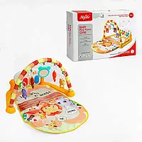 Килимок дитячий розвивальний 508-8 B, звук, підсвітка, піаніно, мелодії, дзеркальце, 4 брязкальця
