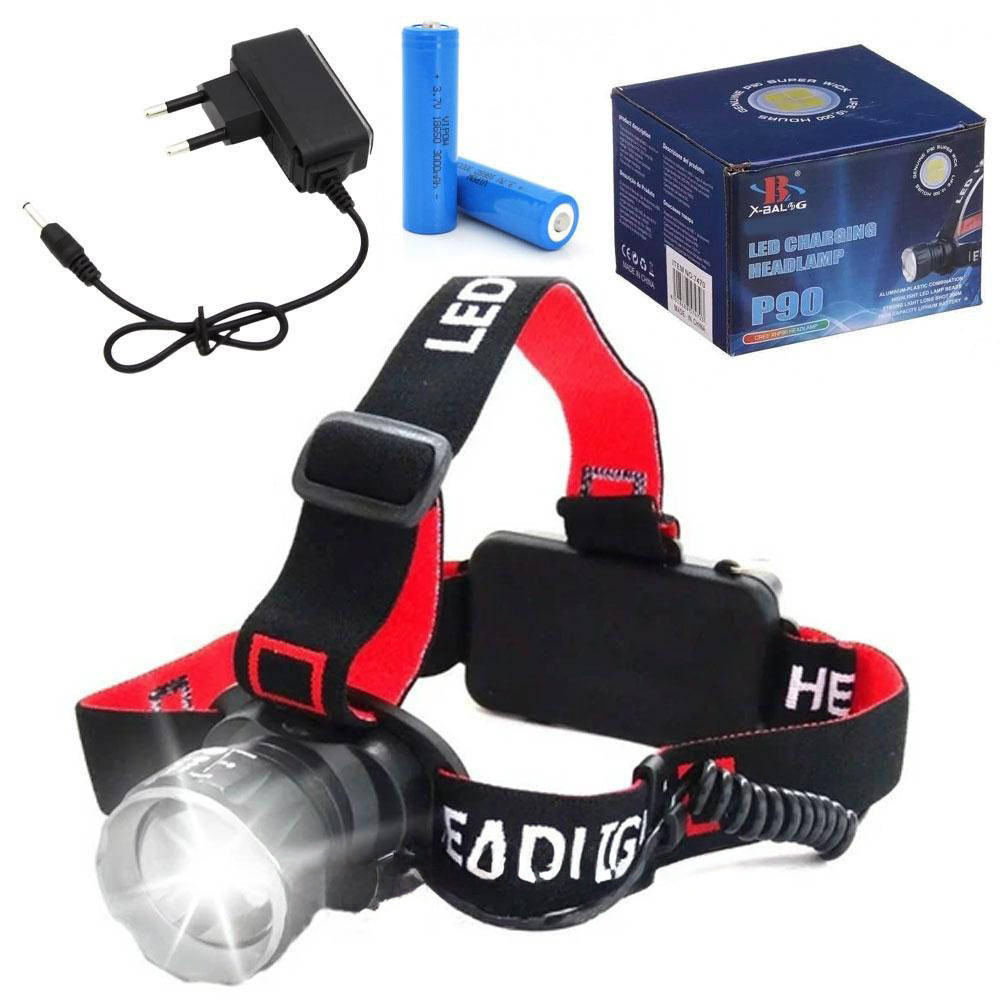 Налобний ліхтар для активного відпочинку BL-T20-P90 / ZOOM-функція / LED