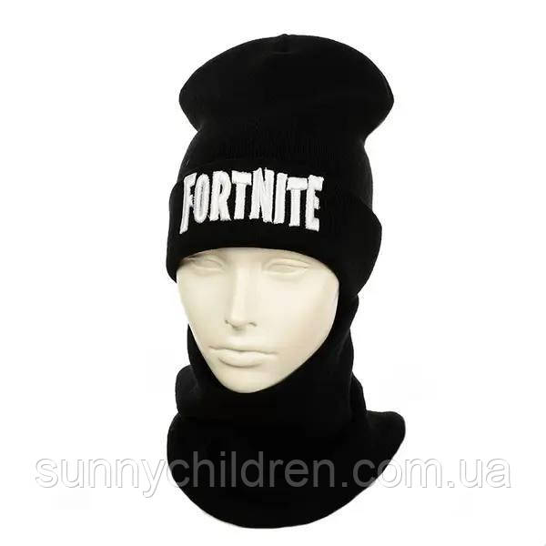 Комплект шапка та снуд із вишивкою Fortnite. Мерч Фортнайт