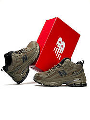 Чоловічі зимові кросівки New Balance 740 Khaki Brown Fur, черевики на хутрі шкіра водовід. текстиль. Чоловіче взуття