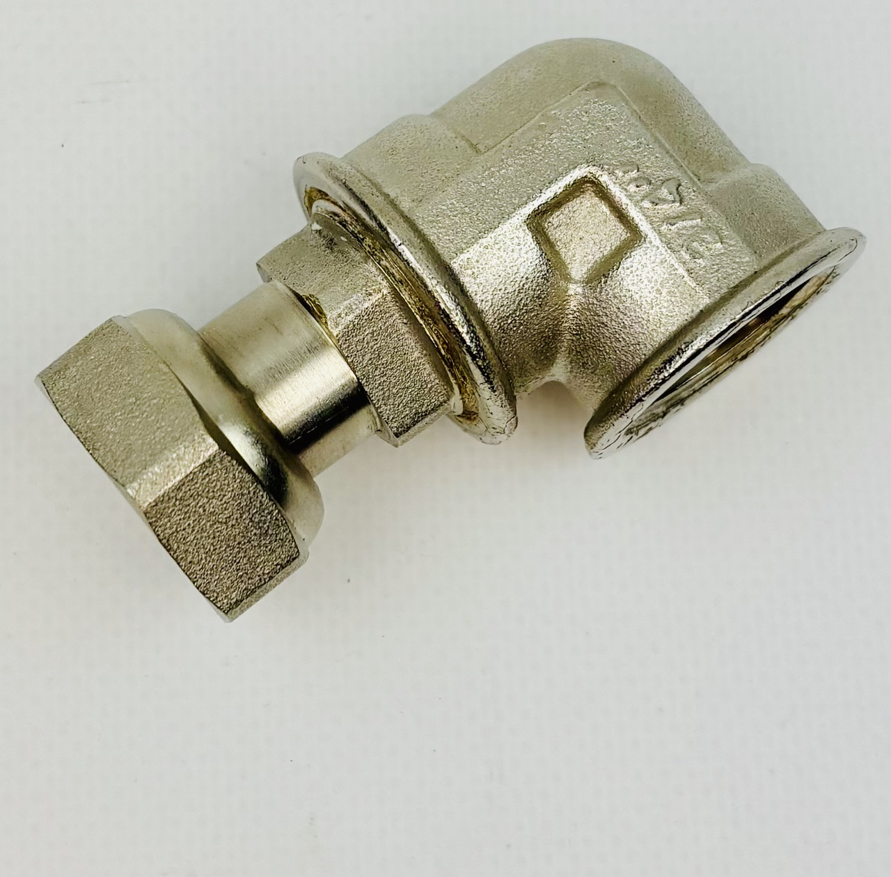 Кутник з НГ 1/2"х3/4" ВР (гайка 3/4") нікель BS KVANT
