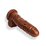 Коричневий фалос на присоску з вібрацією Star orgasm 19 см, фото 3