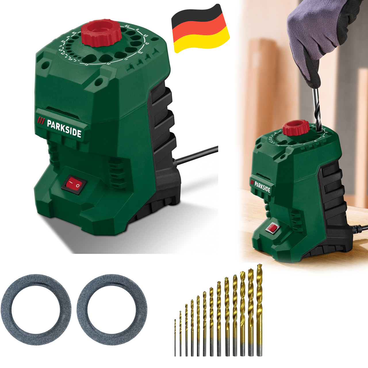 Заточувальний верстат для свердел Parkside PBSG 95 G6 (95 Вт, 3-13 мм, 1350 об/хв, Німеччина), фото 1