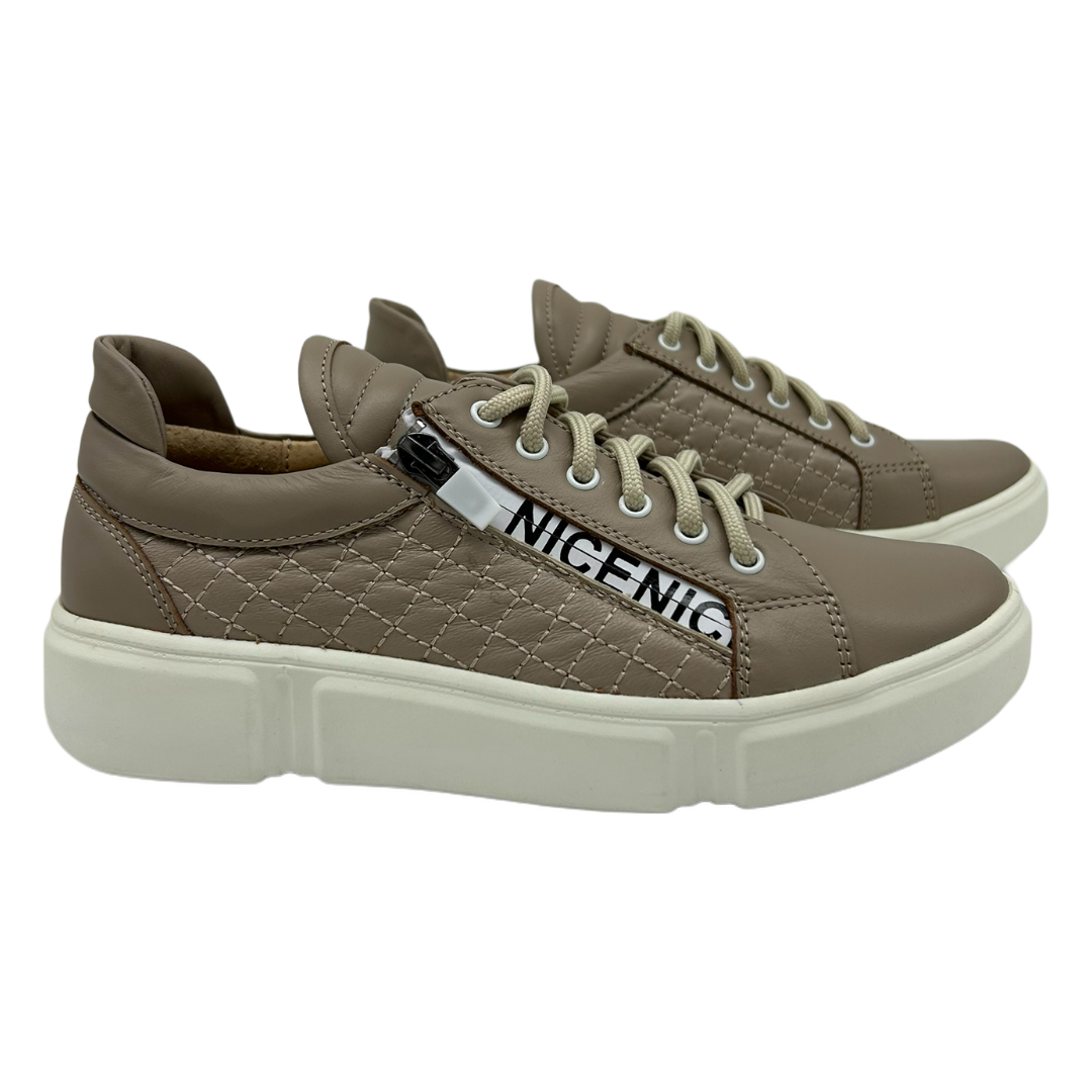 Кросівки жіночі стильні шкіряні бежеві "Style Shoes"