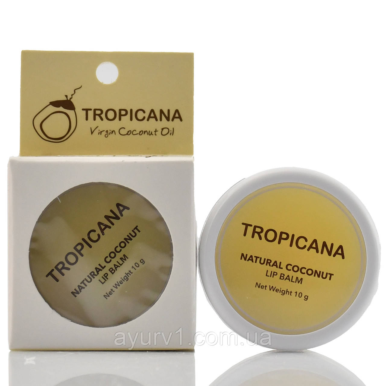 Натуральний бальзам для губ з кокосовоб олією Tropicana, Coconut Oil, 10g